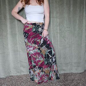 y2k Abstract Print Boho Maxi Skirt